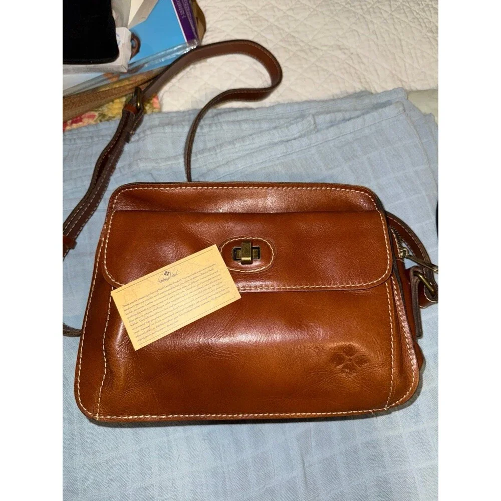 Vintage Patrica Nash Brown Leather Crossbody Shoulder Bag Purse - Picture 5 of 6